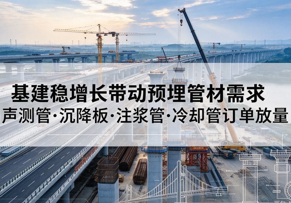 安乡基建稳增长带动预埋监测管材需求，声测管、沉降板、注浆管订单持续放量